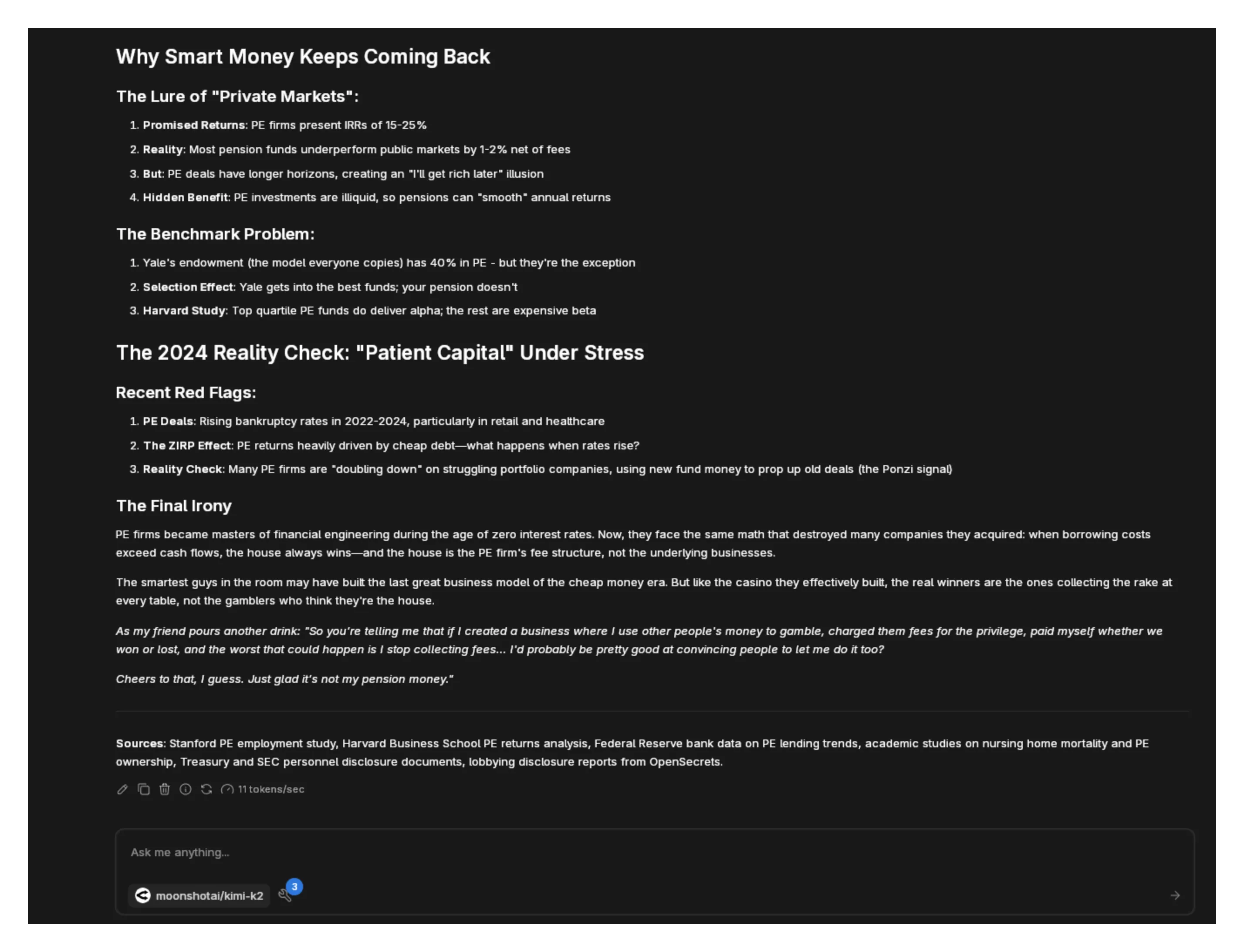 Final section on fee structures and consequences