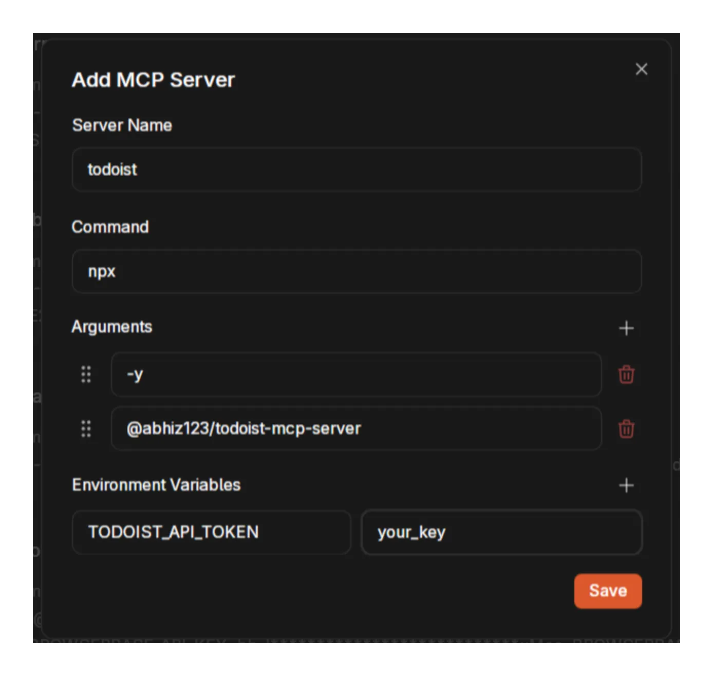 Todoist MCP configuration in Jan